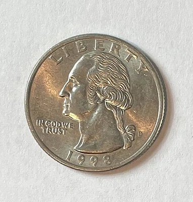1998 D Washington Quarter - Uncirculated Condition – Denver Mint - Image 1 of 2