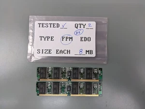 (2) 4MB FPM SIMMs, 72-pin RAM Memory Sticks (8MB Total) - Picture 1 of 3