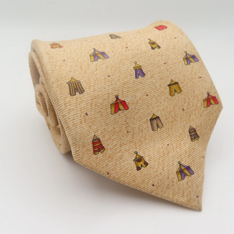 Bvlgari Tie Mens Brown Tents Sevenfold 4" 59" Long Italy Davide Pizzigoni - Image 1 of 4