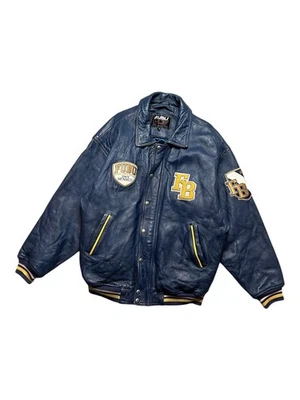 Fubu blue rare streetwear rap leather jacket 90 80 big vmen's size XXXL - Image 1 of 4