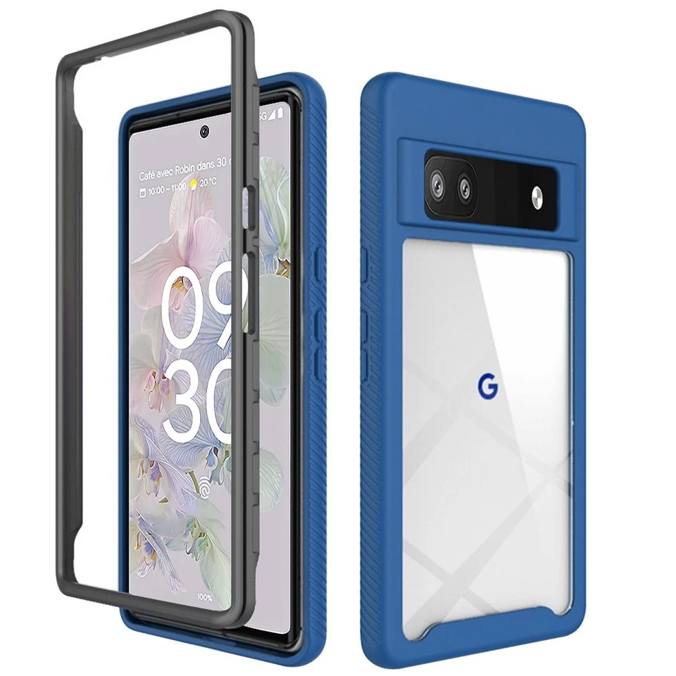 Funda protectora GSA fuerte para Google Pixel 6A - azul transparente a prueba de golpes Foto 1 de 1