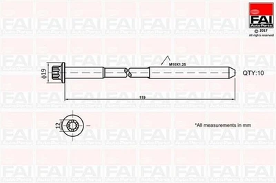 FAI AUTOPARTS Jeu de boulons de culasse de cylindre B1321 pour OPEL ASTRA J - Photo 1/4
