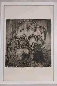 Vintage unsignierte Radierung - Schwarz-Weiß Abstrakte Retro Kunst - MCM - Erstaunlich!!! - Bild 1 von 12