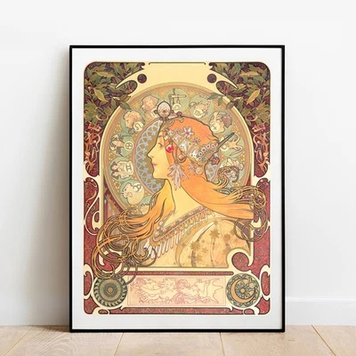 Impresión artística Mucha Zodiac póster vintage impresión giclee galería pared Art nouveau Foto 1 de 4