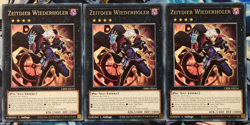 Yu-Gi-Oh 3x Zeitdieb Wiederholer - CRBR-DE014 - Playset - NM - 1. Auflage - Bild 1 von 1