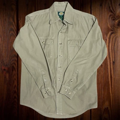 Cabela's Outdoor Gear Tan Khaki Classic Button-Up Gorpcore Long Sleeve Shirt M - Image 1 of 4