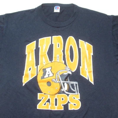 Vintage 90s Akron Zips T-Shirt College Football Single Stitch Helmet XL - Image 1 of 4