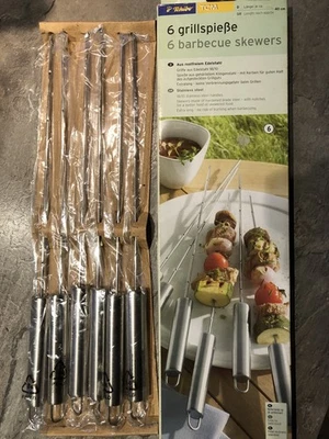 Tchibo 6 Grillspieße je 40 cm lang Edelstahl NEU - Bild 1 von 2