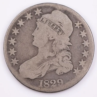 Medio dólar busto tapado 1829 O-107 R.3 plata 50c - ver descripción  Foto 1 de 2