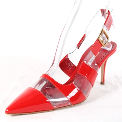 Tacones MANOLO BLAHNIK $995 charol rojo y PVC UXRA 39 Foto 1 de 4