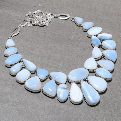 Collar Joyería Étnica Dotada a Mano Moda Piedras Preciosas Ópalo Azul 18" SR 7220 Foto 1 de 4