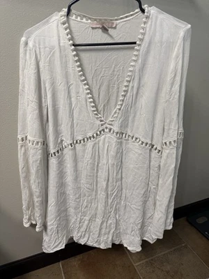 Forever 21 Mini White Dress Size XL With Wide Sleeves - Image 1 of 4