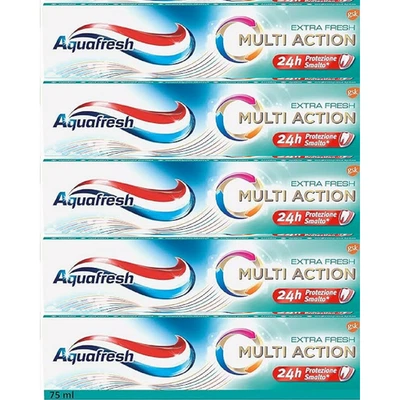 Aquafresh Multi Action Extra Fresh 24hr Protection Toothpaste 75ml (Pack Of 5) - Image 1 of 4