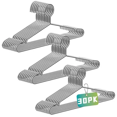 Paquete de 30 perchas de alambre de alta resistencia que ahorran espacio acero inoxidable plateado 16,5 pulgadas Foto 1 de 4