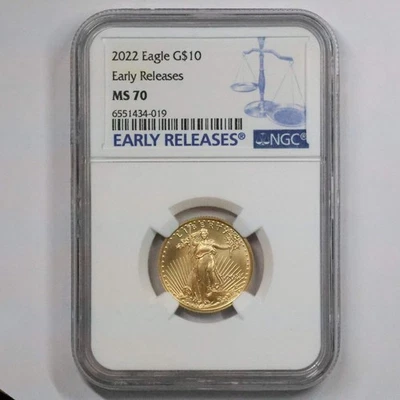 2022 $10 1/4 Oz Gold Eagle NGC MS70 Early Releases - Image 1 of 4