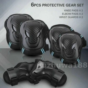 Skate Protection Elbow/Knee Pads / Wrist-Brace Guards 6Pcs for Adults Safety - Picture 1 of 13