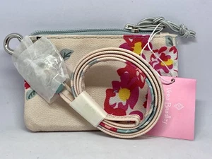 New Vera Bradley Lighten Up Zip ID Lanyard Tossed Posies Pink NWT - Picture 1 of 8