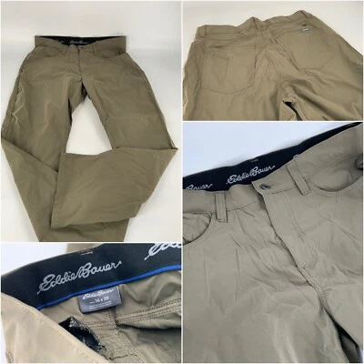 Pantalones de Senderismo Eddie Bauer 36x29 Bronceado Nylon Elastizados Frente Plano LNWOT YGI C3-103 Foto 1 de 4