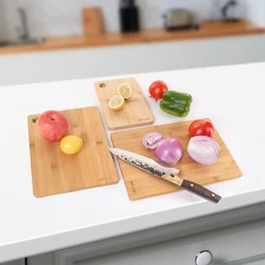 Chopping Board Set of 3 Cutting Block Bamboo Wooden Food Large Boards - Picture 1 of 7