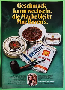 27. Mac Baren´s Pipe Pfeiffen Tobacco Tabak Werbeanzeige Reklame Werbung 1973 - Bild 1 von 1