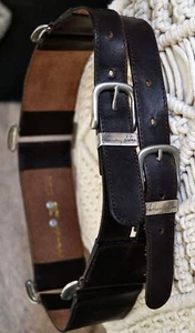 ANTHONY DELON CEINTURE MARRON DOUBLE BOUCLE CUIR DE VACHETTE . - Imagen 1 de 19