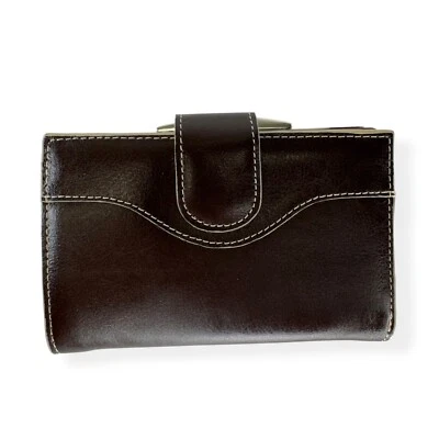 Wilsons 皮革男女通用手提包棕色双段卡袋双折钱包 — 第 1/4 张图片