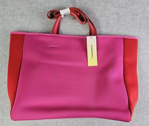 Summersalt Tote Bag Neoprene Water Resistant Gym Beach Red Pink ColorBlock - Picture 1 of 12