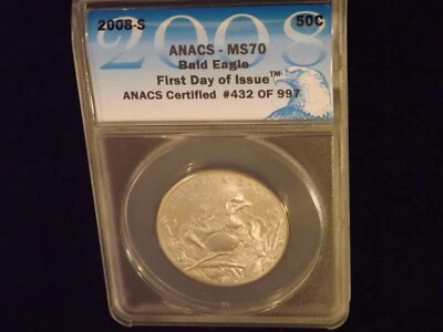 2008   50C               Bald Eagle            ANACS  MS 70 - Image 1 of 2