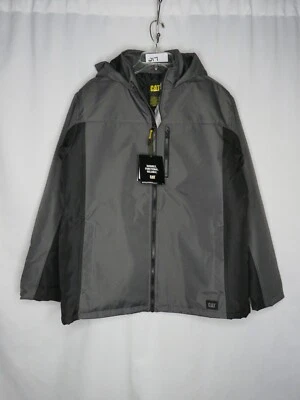 NUEVO CON ETIQUETAS ABRIGO HOMBRE CAT 1310159 NEGRO/CARBONO CON CAPUCHA CREMALLERA FRONTAL RESISTENTE AL AGUA TALLA L #217 Foto 1 de 2