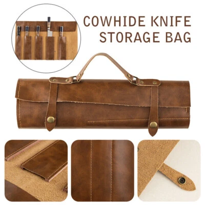 Leather Pocket Knives Roll Carry Storage Case Chef Knife Organiser Bag Portable - Image 1 of 4