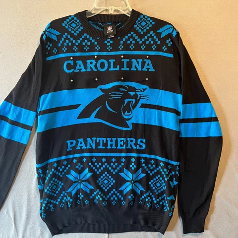 Carolina Panthers Light Up Holiday Sweater Mens Medium Ugly Sweater NFL Team Cover
