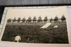 Great old photo - soldier and crashed glider 1930s-40s  - Picture 1 of 1