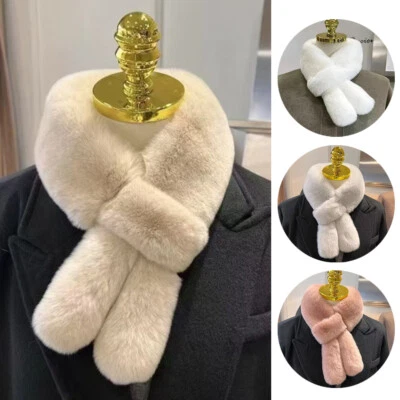 Sciarpa Incrociata Invernale In Finta Pelliccia Di Coniglio Con Colletto ☆ - Immagine 1 di 4
