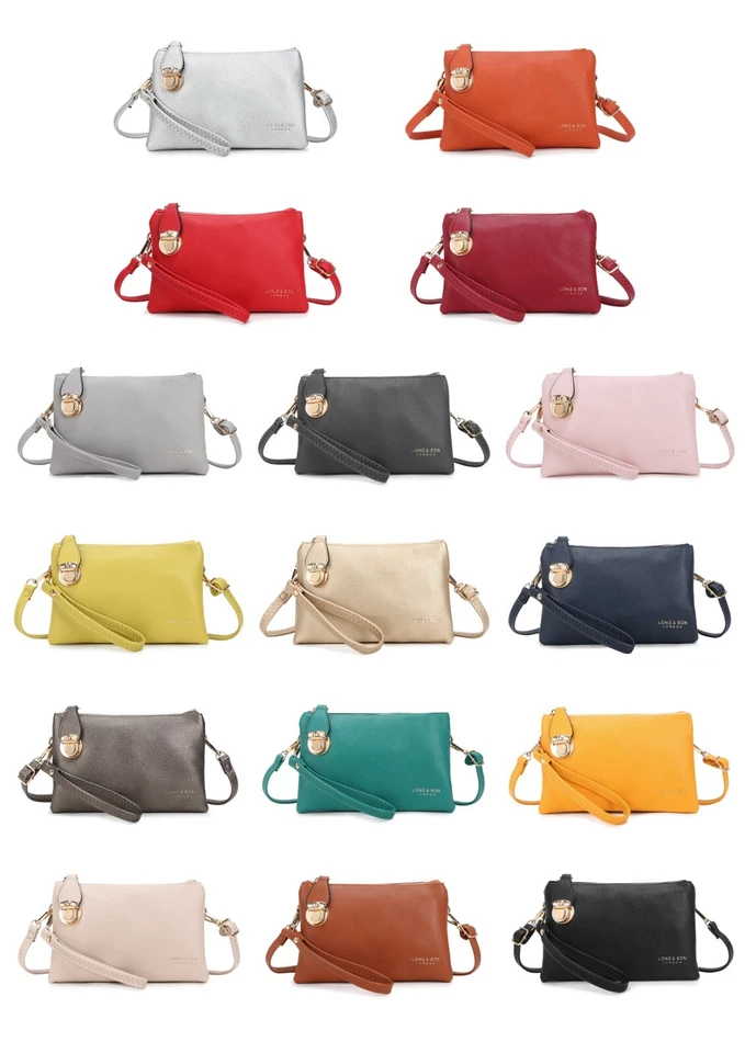 Long & Son Women's BN Small Clutch, Wristlet, Cross-Body Bag- 14 Colours UK Fast