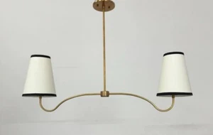 Brass Elegance with Linen Grace Shade A Timeless Chandelier for Distinctive - Picture 1 of 1
