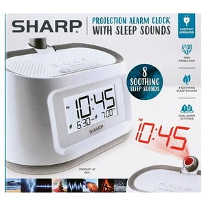 SHARP Projection Dual Alarm Clock with 8 Soothing Sleep Sounds - Picture 1 of 7