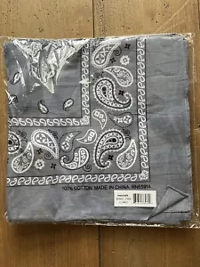 Set of 10-Pack Large Western Paisley 100% Cotton Bandana, Gray - 22 x 22 in - Picture 1 of 2