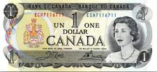 CANADA BANKNOTE 1973 LAST 1 DOLLAR PAPER ISSUE IN CANADA PREFIX ECH    NO52