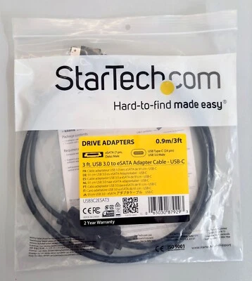Startech eSATA to USB-C Adapter Cable (USB3C2ESAT3) - Image 1 of 4