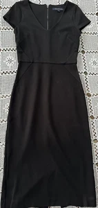 French Connection Damen-Midikleid Flügelärmel V-Ausschnitt Reißverschluss hinten Größe 10 LBD - Bild 1 von 8