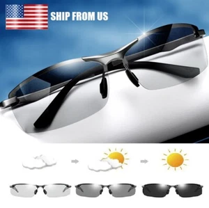 2 × Polarized Photochromic Sunglasses Men Summer Driving Transition Lens Glasses - Picture 1 of 17