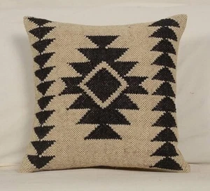vintage Throw Pillow Jute kilim pillow cover Navajo south western cushion cover - Picture 1 of 4