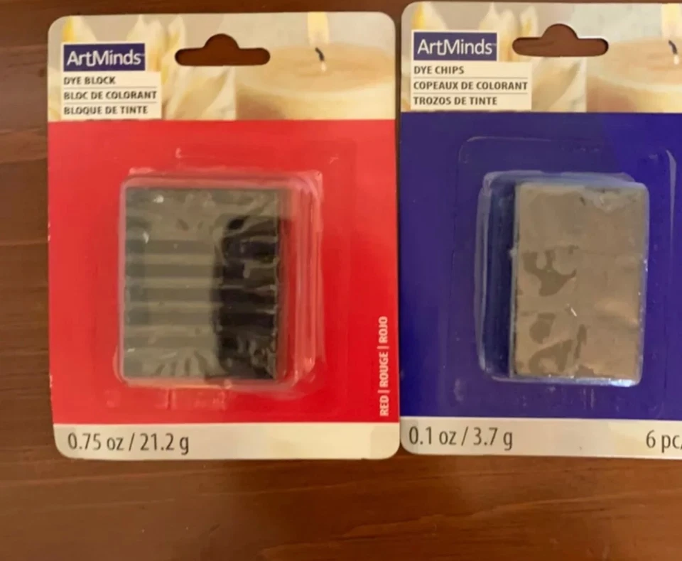 New ARTMINDS Red & Blue Wax CANDLE MAKING DYE Chips & Block COLORING Lot of 2 - Image 1 of 4