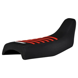 1984-2002 HONDA XR 200 R SEAT COVER all BLACK/BRIGHT RED rib #340 LOGO - Picture 1 of 5