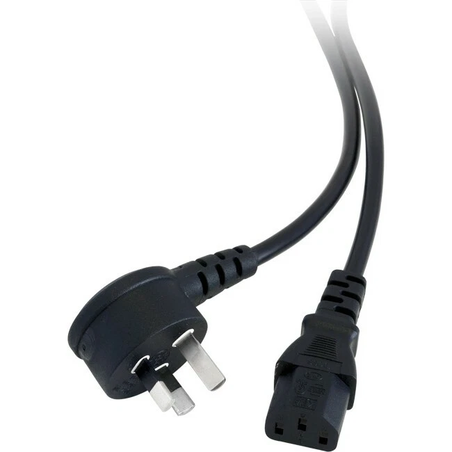 IEC C13 POWER LEAD CABLE for TV- 3M RIGHT ANGLE POWER END - BLACK - APPROVED - Image 1 of 1