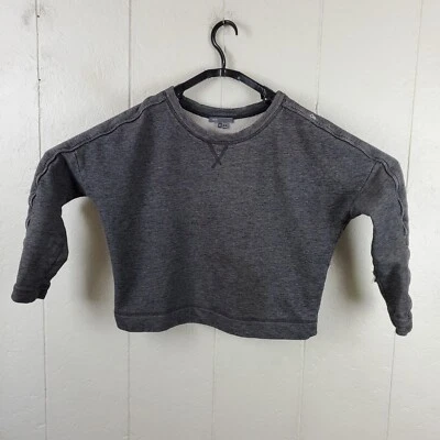 Moletom Vince Feminino Pequeno Cinza Gola Redonda Manga Longa Cropped Pulôver Elástico - Imagem 1 de 4