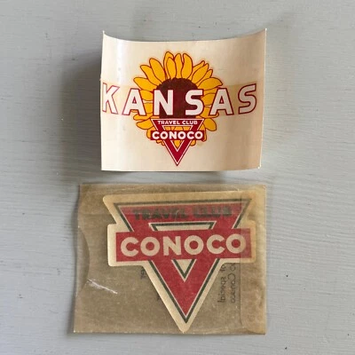 Lot of 2 Vintage Conoco Travel Club Decals Kansas Unused Ephemera Advertising - Image 1 of 4