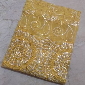 Exotic Indian Dupatta Scarf Beaded Sequins Hand Embroidery Georgette Veil Stole