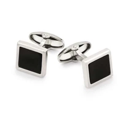 Gemelli da Polso Quadrati in Argento 925 e Pietra Onice Unoaerre - Immagine 1 di 2