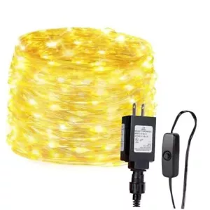 Fairy Lights Plug in, 33ft 100 LED String Lights Warm White Copper Wire Light - Picture 1 of 8